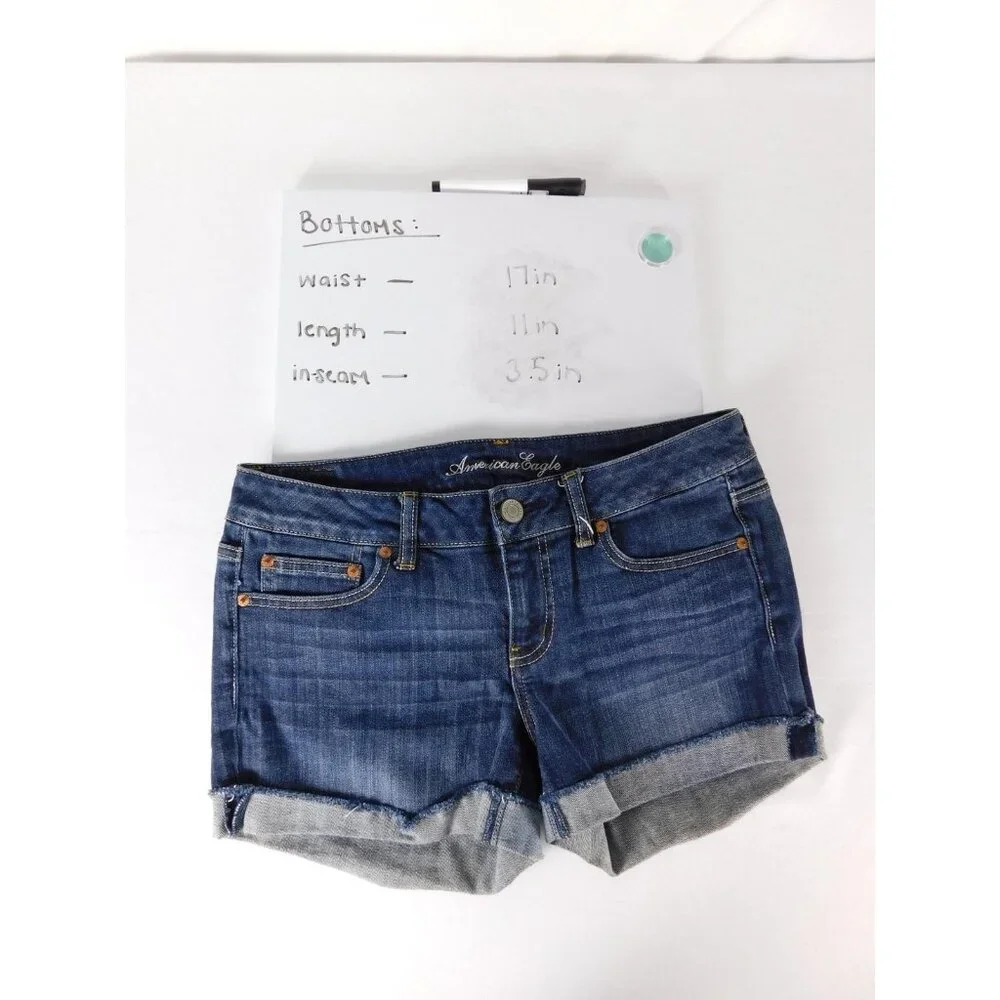 American Eagle Shorts Womens 10 Blue Denim Cut-Off Stretch Casual Summer - Picture 5 of 5